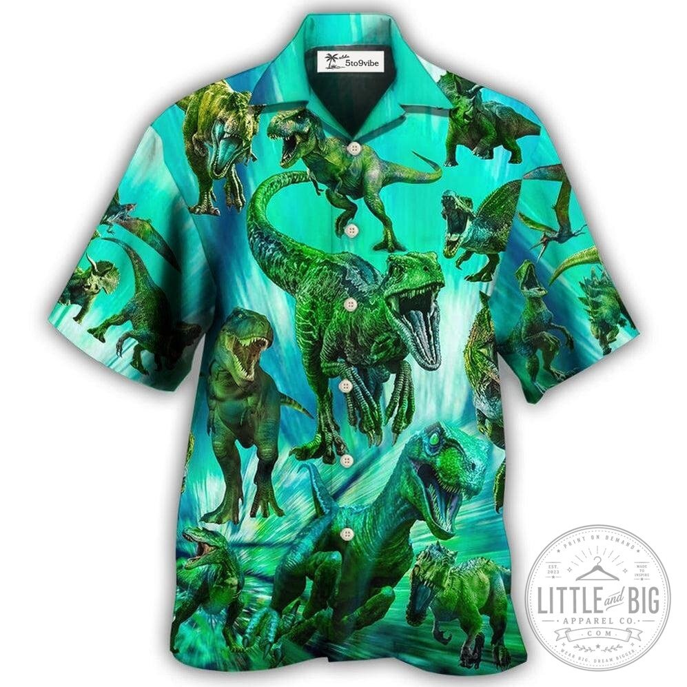 Prehistoric Dinosaur Running Cool Style Hawaiian Shirt