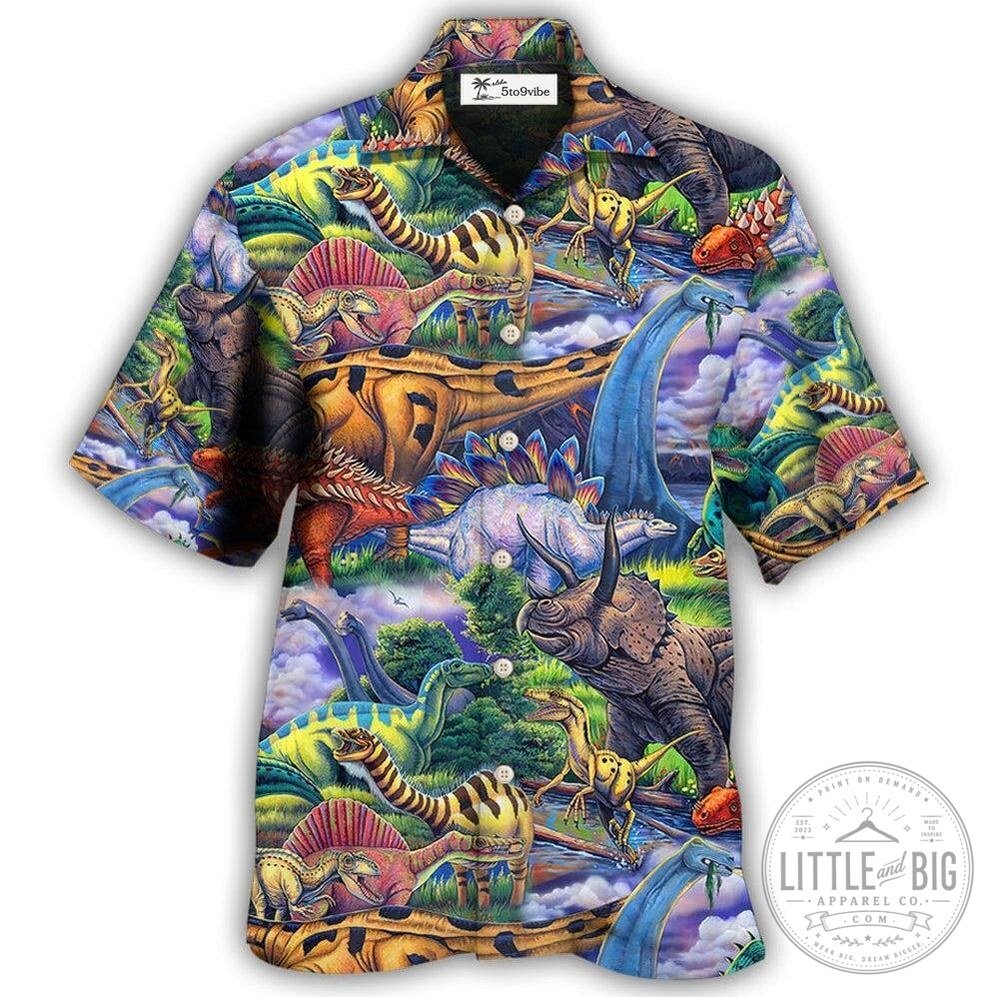 Colorful Dinosaur Art Hawaiian Shirt