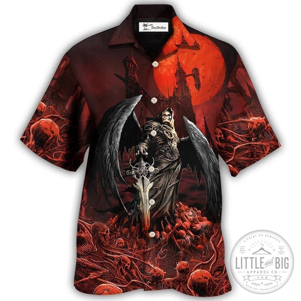Halloween Grim Reaper Skull Dark Blood Night Scary Hawaiian Shirt
