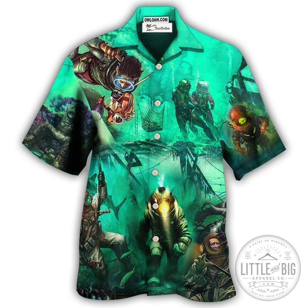 Diving Monster Under The Sea Art Style Hawaiian Shirt