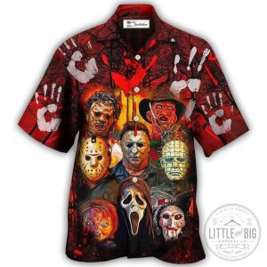 Horror Movie Characters Blood Scary Halloween Hawaiian Shirt