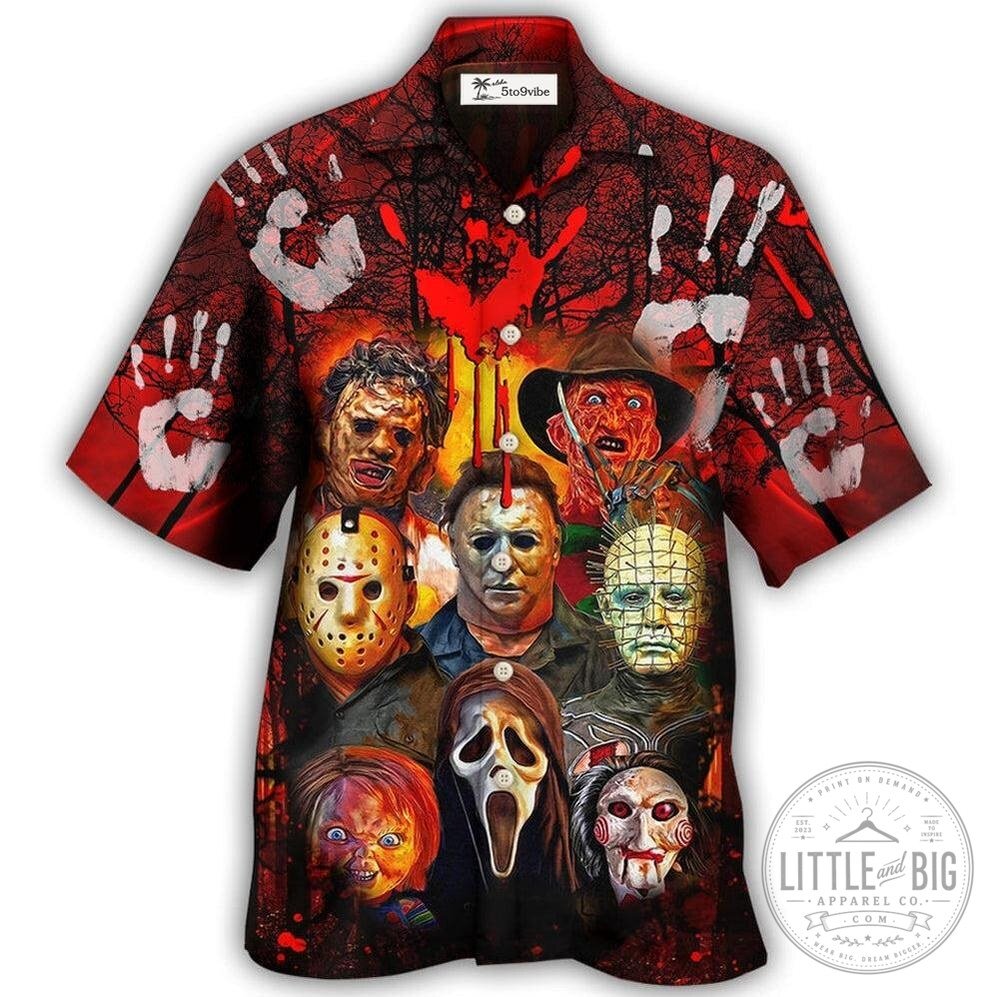 Horror Movie Characters Blood Scary Halloween Hawaiian Shirt