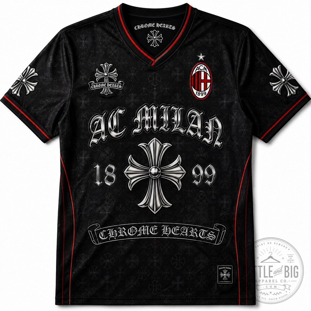 AC Milan Chrome Hearts V-Neck Jersey for Stylish Game Day Support
