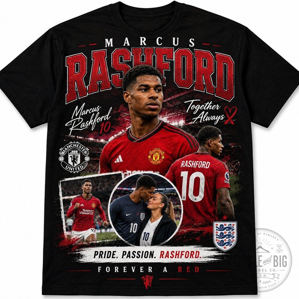 Romantic Couple Football Fan T-Shirt Marcus Rashford Wife Shirt