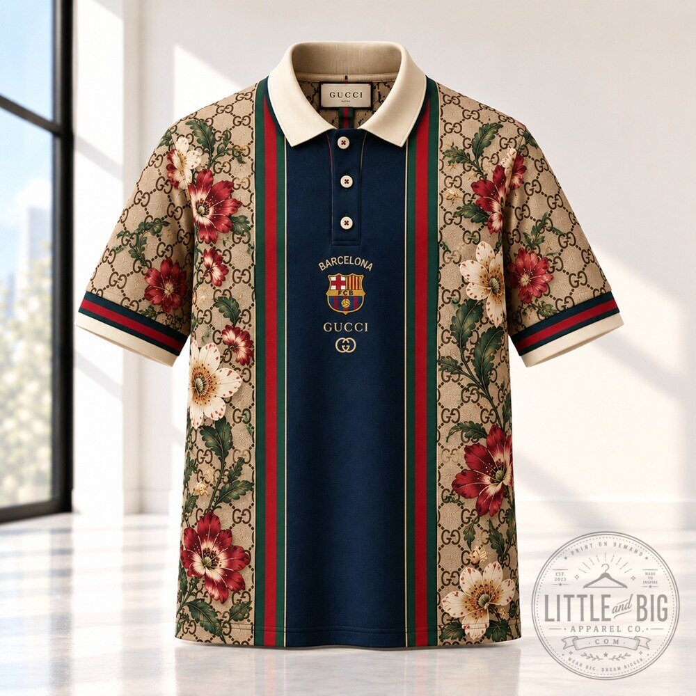 FC Barcelona x Gucci Heritage Baroque Vintage Polo Shirt
