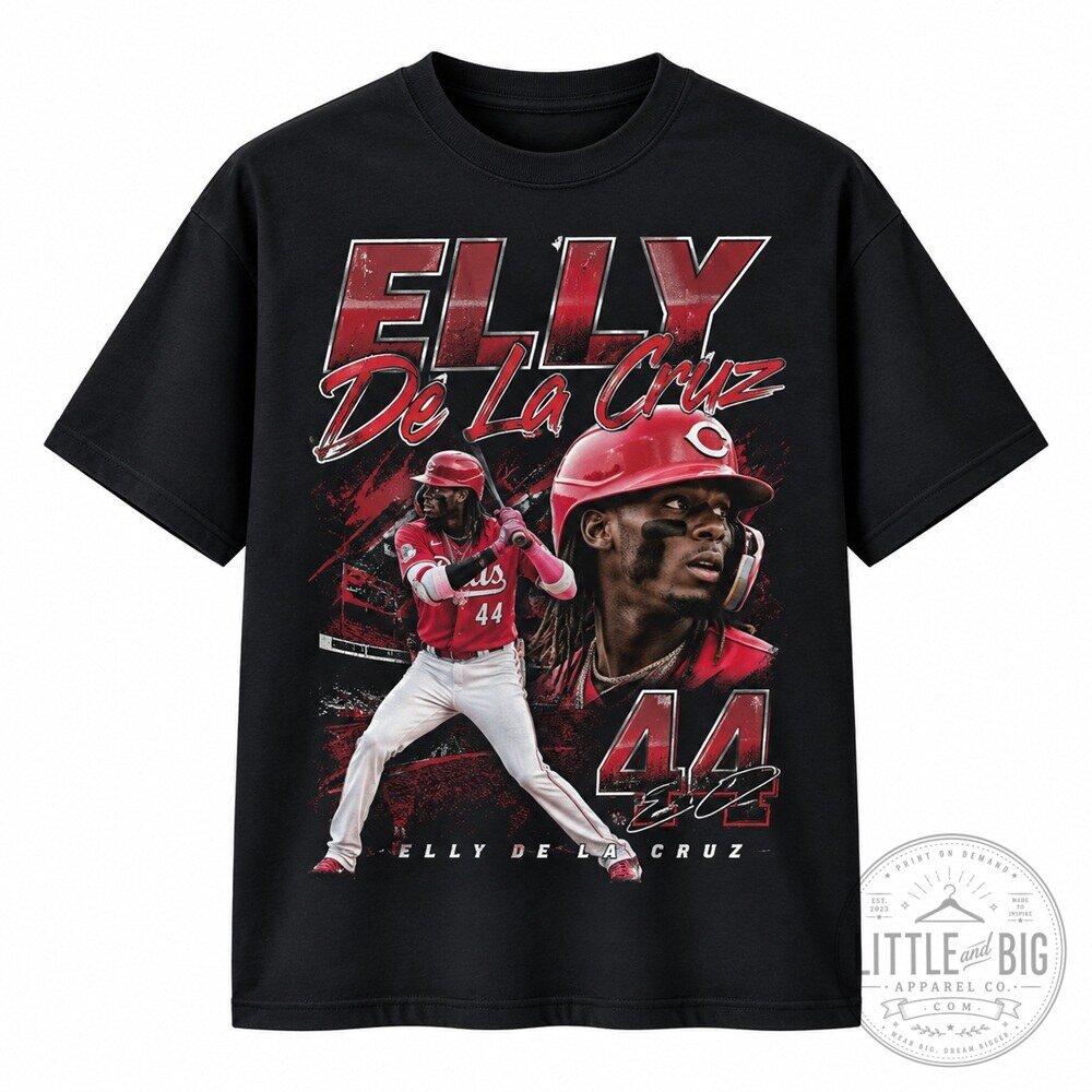 Cincinnati Baseball Player Graphic Black Short Sleeve Fan Tee Elly De La Cruz Shirt