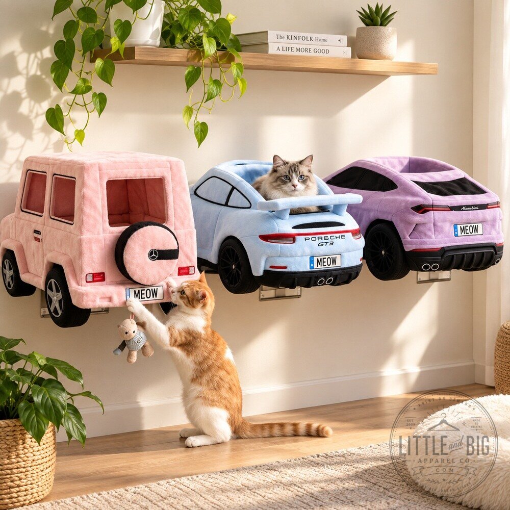 Porsche GT3 Wall Mounted Luxury Sports Car-Shaped Plush Cat Bed Wall-Mounted