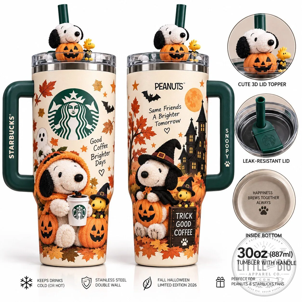 Starbucks x Peanuts Snoopy Plush 2026 Fall Halloween Collection Tumbler