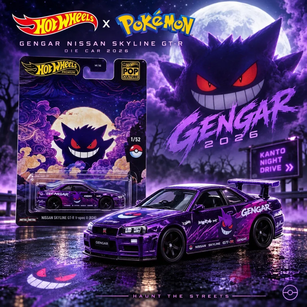 "Must-Have Gifts: Pokemon Gengar Diecast & Jungkook CKJK Shirt" 5 Hot Trending Wheels Pokemon Gengar Nissan Skyline GT-R Die Car