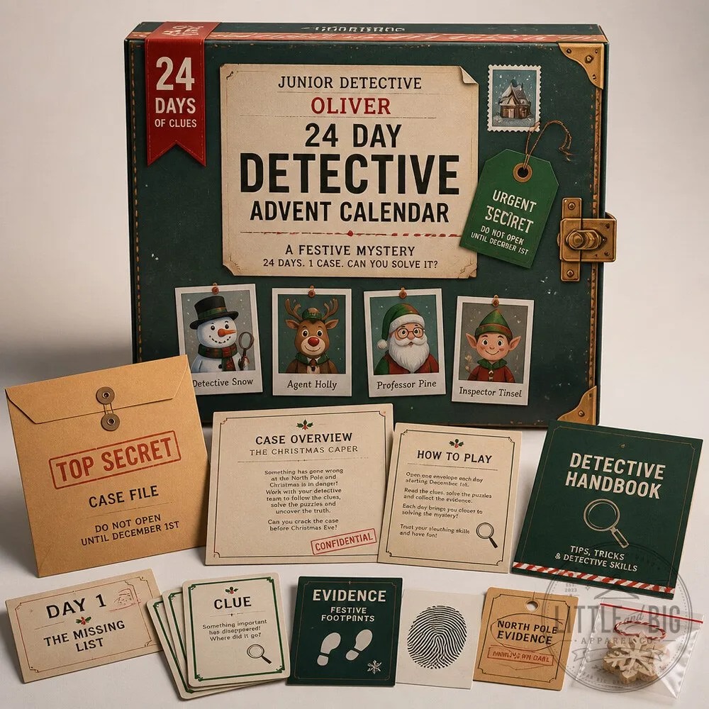 Kids Detective Advent Calendar With Personalized Clue Cards and Mystery Game