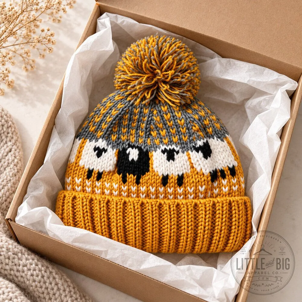 Cozy Sheep Pattern Knit Beanie Hat for Warmth and Style