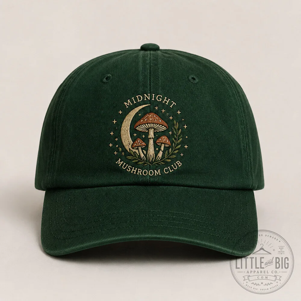 Midnight Mushroom Club Dad Cap Goblincore Fall Hat